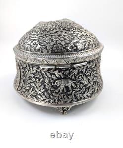 Antique Indian Handmade Silver Plated Pandan Box, c. 19th century