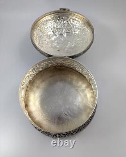 Antique Indian Handmade Silver Plated Pandan Box, c. 19th century