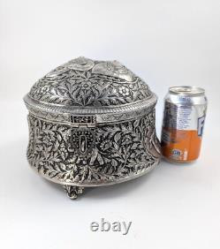 Antique Indian Handmade Silver Plated Pandan Box, c. 19th century