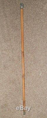 Antique Integrated Silver Plate Four Face Spirit Bearded Man Walking Stick/Cane