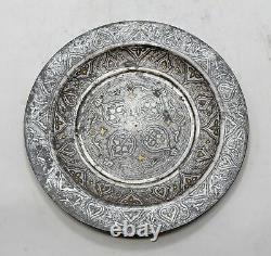 Antique Iron Round Plate Original Old Fine Silver Gold Painted Museum Quality