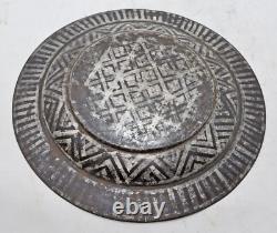Antique Iron Round Plate Original Old Fine Silver Gold Painted Museum Quality