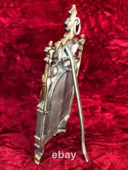 Antique Italian Gilded and Silver-Plating Bronze Triptych with Porcelain Plaque