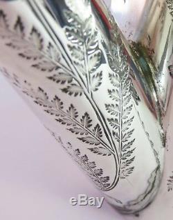 Antique James Dixon & Sons Silverplate Ornate Etched Fern 8 Cup Teapot England