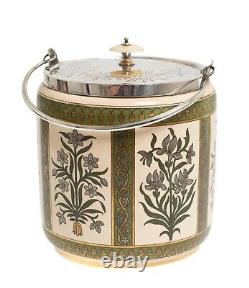 Antique James Macintyre Aesthetic/Arts & Crafts Biscuit Barrel Silver Plated Lid