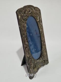 Antique Japanese Silver Plate on Copper Repousse Dragon Photograph Frame