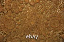 Antique Kashmiri Repoussé Copper Tray Silver Plated Pierced 19th Century