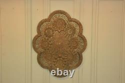 Antique Kashmiri Repoussé Copper Tray Silver Plated Pierced 19th Century