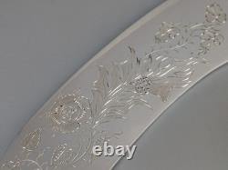 Antique Large Ornate Silver Plate Fish Server Set Floral Etched Original Box