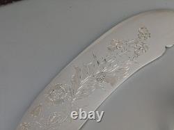 Antique Large Ornate Silver Plate Fish Server Set Floral Etched Original Box