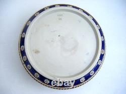 Antique Majolica Bowl Salad Art Nouveau Silver Plated Rim Blue Cream Brown