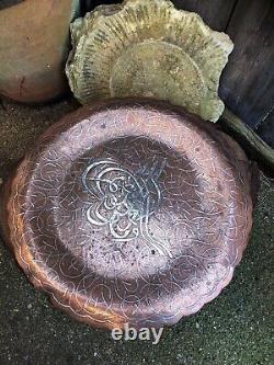 Antique Mamluk charger silver copper tray plate Cairoware Arabic Middle Eastern