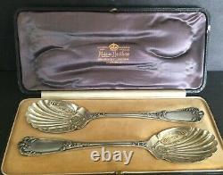 Antique Mappin & Webb Sterling Silver Set Of Serving Spoons In Original Case