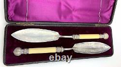 Antique Martin, Hall & Co Silver plate Fish Serving Set in Original Case