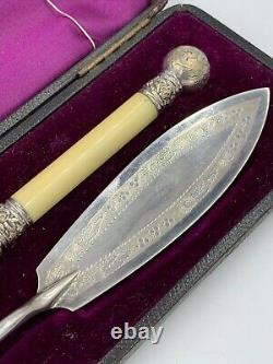 Antique Martin, Hall & Co Silver plate Fish Serving Set in Original Case