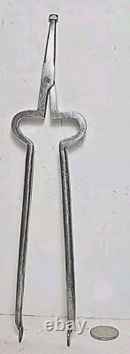 Antique Miniature Nickel Plated Forged Iron Ember Tongs 19th. Century