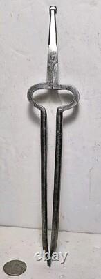 Antique Miniature Nickel Plated Forged Iron Ember Tongs 19th. Century