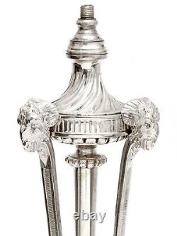 Antique Morlot Silver Plated Table Lamp with Rams Head Motifs