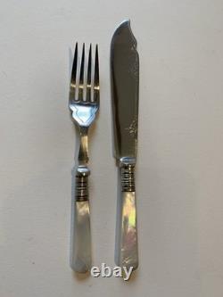 Antique Mother of Pearl fish knives and forks original box