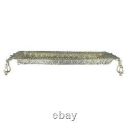 Antique Mughal Silver Gilt Betel Pandan Tray, Turquoise Stones, India 1750