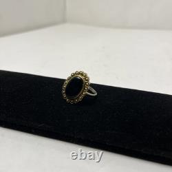Antique Natural Black Onyx Gold Plated Sterling Handmade Adjustable Rare