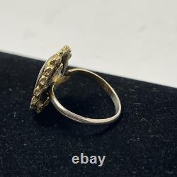 Antique Natural Black Onyx Gold Plated Sterling Handmade Adjustable Rare