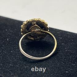 Antique Natural Black Onyx Gold Plated Sterling Handmade Adjustable Rare
