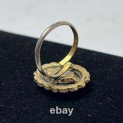 Antique Natural Black Onyx Gold Plated Sterling Handmade Adjustable Rare