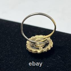Antique Natural Black Onyx Gold Plated Sterling Handmade Adjustable Rare