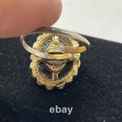 Antique Natural Black Onyx Gold Plated Sterling Handmade Adjustable Rare