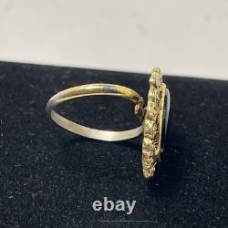 Antique Natural Black Onyx Gold Plated Sterling Handmade Adjustable Rare
