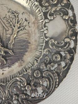 Antique ORNATE 19c GERMAN. 800 SILVER FIGURAL REPOUSSE Chargers Trays Plates