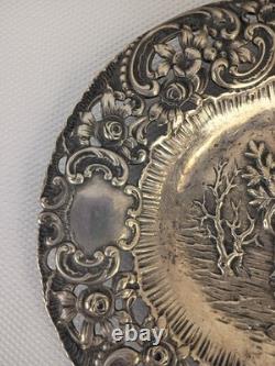 Antique ORNATE 19c GERMAN. 800 SILVER FIGURAL REPOUSSE Chargers Trays Plates