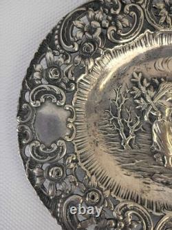 Antique ORNATE 19c GERMAN. 800 SILVER FIGURAL REPOUSSE Chargers Trays Plates