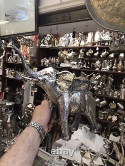 Antique Or Vintage silver Plated? White metal very large elephant box? 2760gr