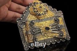 Antique Original Amazing Silver Gold Plated Amazing Belt Buckle