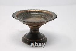 Antique Original Brass Hindu Religious Holy Plate On Stand Offering plate NH6833