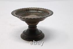 Antique Original Brass Hindu Religious Holy Plate On Stand Offering plate NH6833