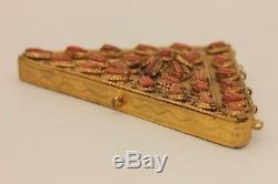 Antique Original Coral Decorated Silver Gold Plated Quran Container