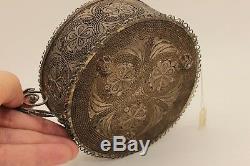 Antique Original Filigree Ottoman Handmade Silver Amazing Plate