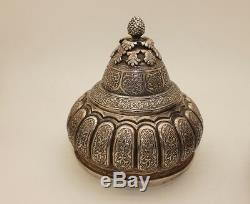 Antique Original Perfect Copper Silver Plated Persian Amazing Big Box