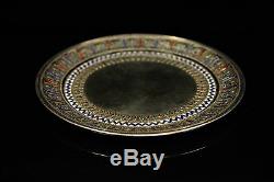 Antique Original Perfect Silver Enamel Russian 1878 Dated Plate
