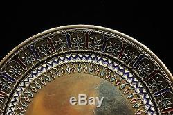 Antique Original Perfect Silver Enamel Russian 1878 Dated Plate