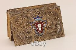 Antique Original Silver Enemal Gold Plated Handmade Portugal Filigree Box