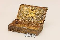 Antique Original Silver Enemal Gold Plated Handmade Portugal Filigree Box