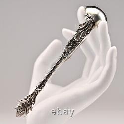 Antique Original Vintage Sterling Silver Repousse Serving Plate Sugar Cube Tongs