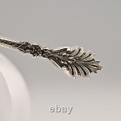 Antique Original Vintage Sterling Silver Repousse Serving Plate Sugar Cube Tongs