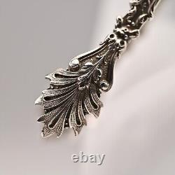 Antique Original Vintage Sterling Silver Repousse Serving Plate Sugar Cube Tongs