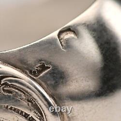 Antique Original Vintage Sterling Silver Repousse Serving Plate Sugar Cube Tongs