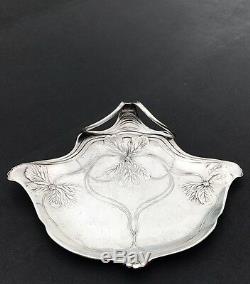Antique Orivit Jugenstil Art Nouveau Silver plate Tray With Floral Motif. 2346 E
